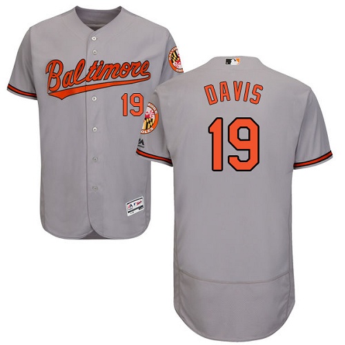 Orioles #19 Chris Davis Grey Flexbase Authentic Collection Stitched MLB Jersey